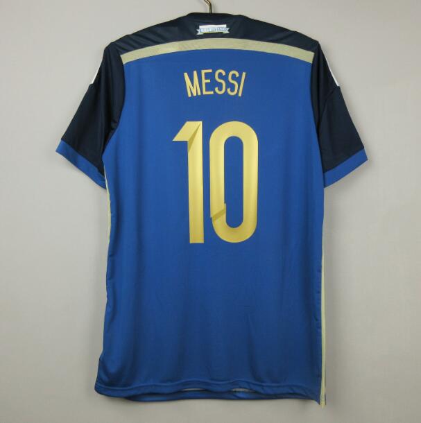 Messi #10 2014 Argentina Retro Away Kit Soccer Jersey